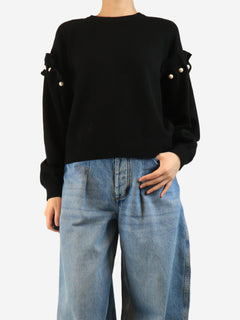 Black Yuki pearl-shoulder jumper - size S Knitwear AKYN 
