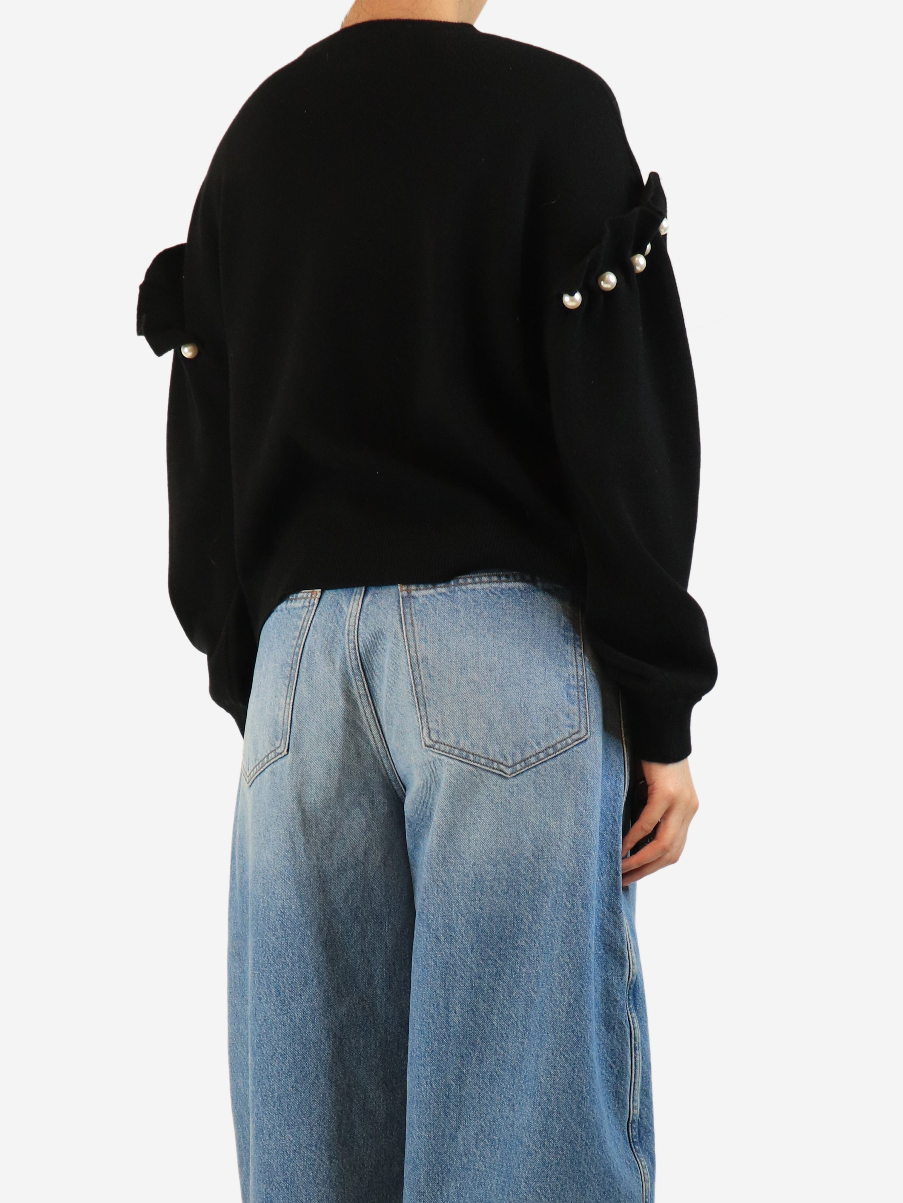 Black Yuki pearl-shoulder jumper - size S Knitwear AKYN 