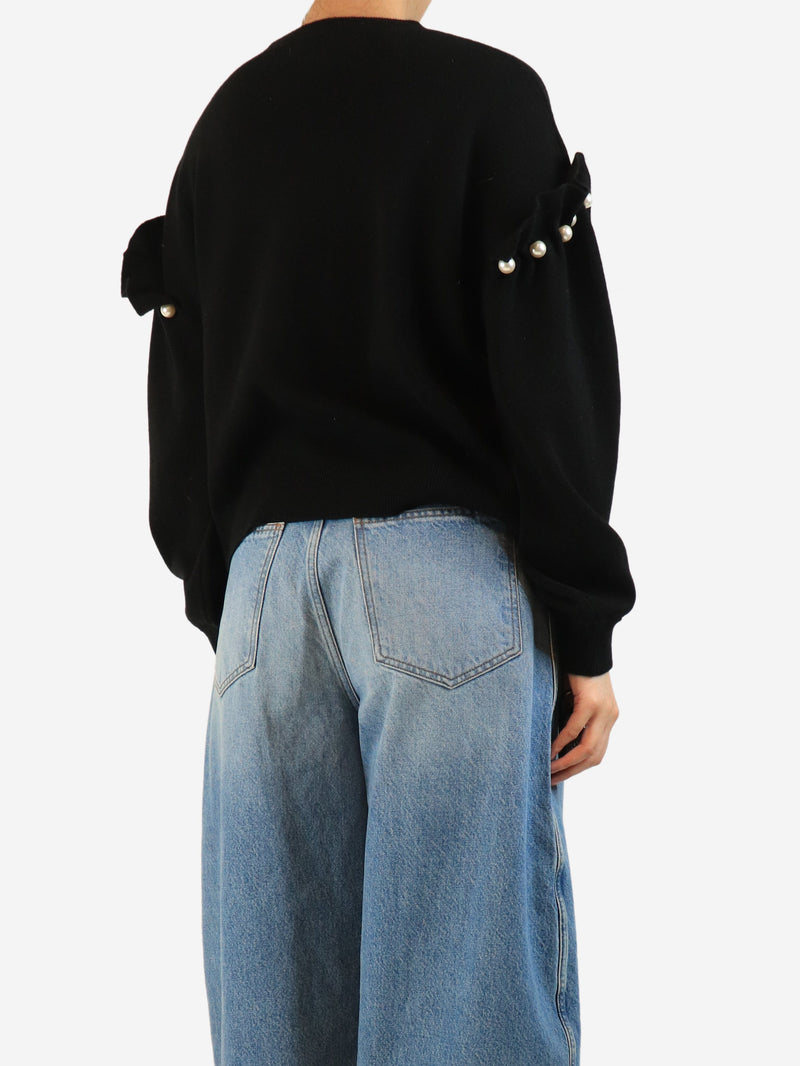 Black Yuki pearl-shoulder jumper - size S Knitwear AKYN 