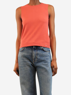 Coral pink knit tank top - size UK 8 Tops Chanel 