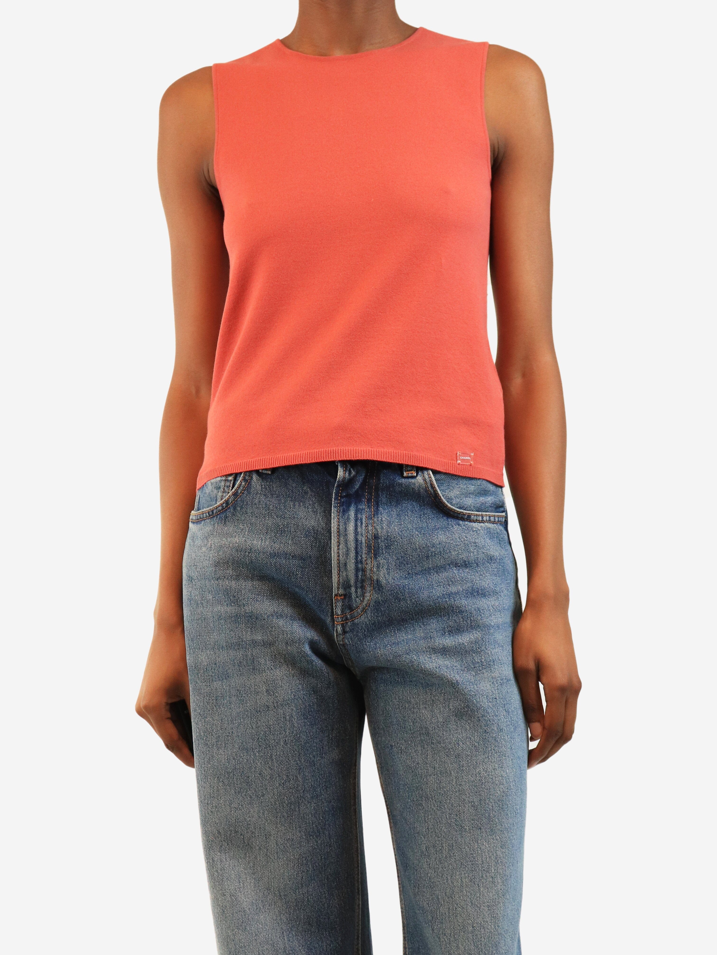 Coral pink knit tank top - size UK 8 Tops Chanel 
