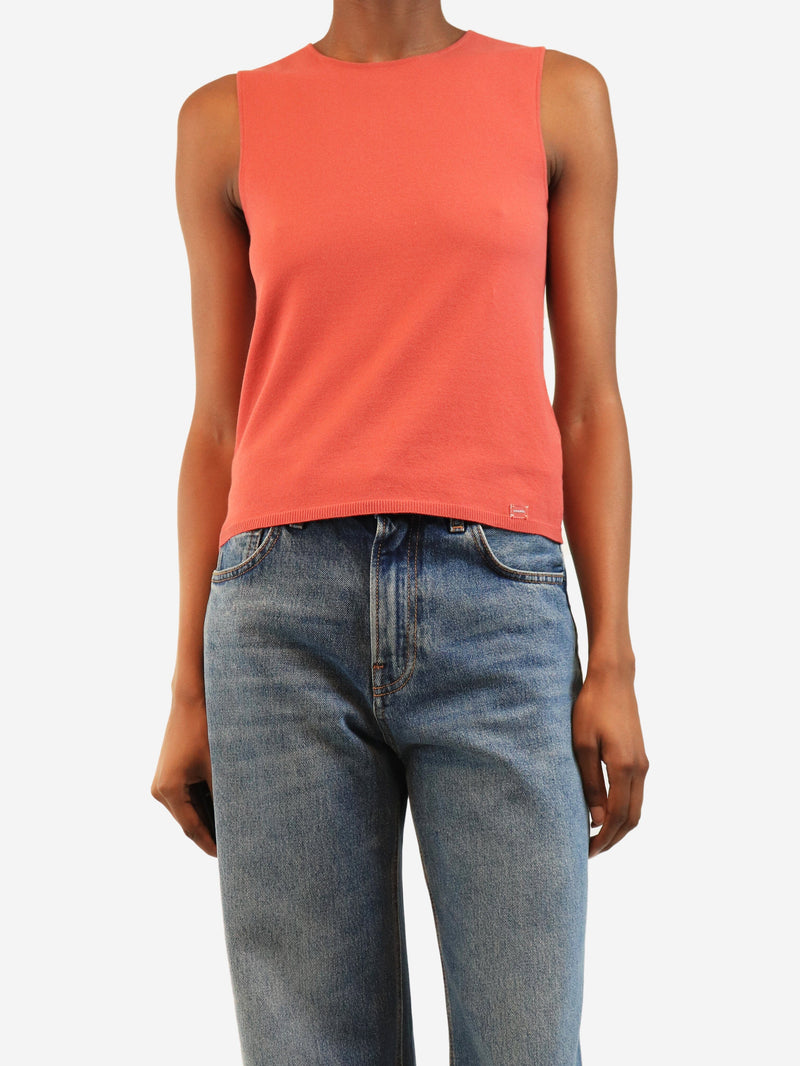 Coral pink knit tank top - size UK 8 Tops Chanel 