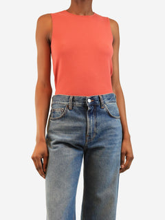 Coral pink knit tank top - size UK 8 Tops Chanel 