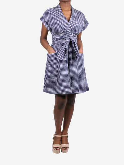 Blue gingham wrap dress - size UK 10 Dresses Three Graces 