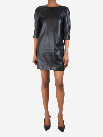 Black leather mini dress - size UK 8 Dresses Chanel 