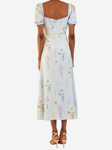Light blue floral midi dress - size UK 6 alternate image