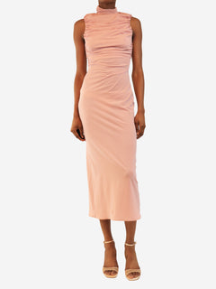 Pink sleeveless ruched midi dress - size UK 10 Dresses Magda Butrym 