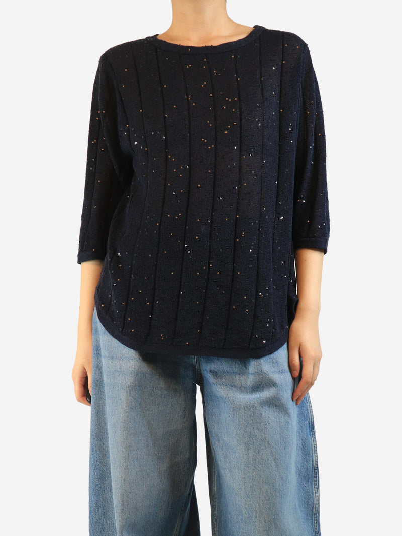Navy sequin-embellished sweater - size M Knitwear Brunello Cucinelli 