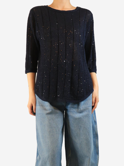 Navy sequin-embellished sweater - size M Knitwear Brunello Cucinelli 