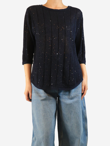 Navy sequin-embellished sweater  - size M product image