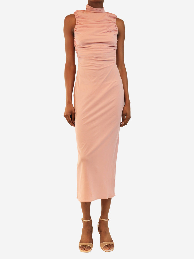 Pink sleeveless ruched midi dress - size UK 10 Dresses Magda Butrym 