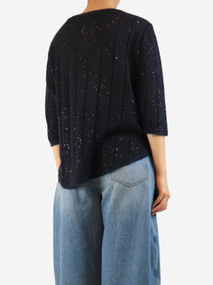Navy sequin-embellished sweater - size M Knitwear Brunello Cucinelli 