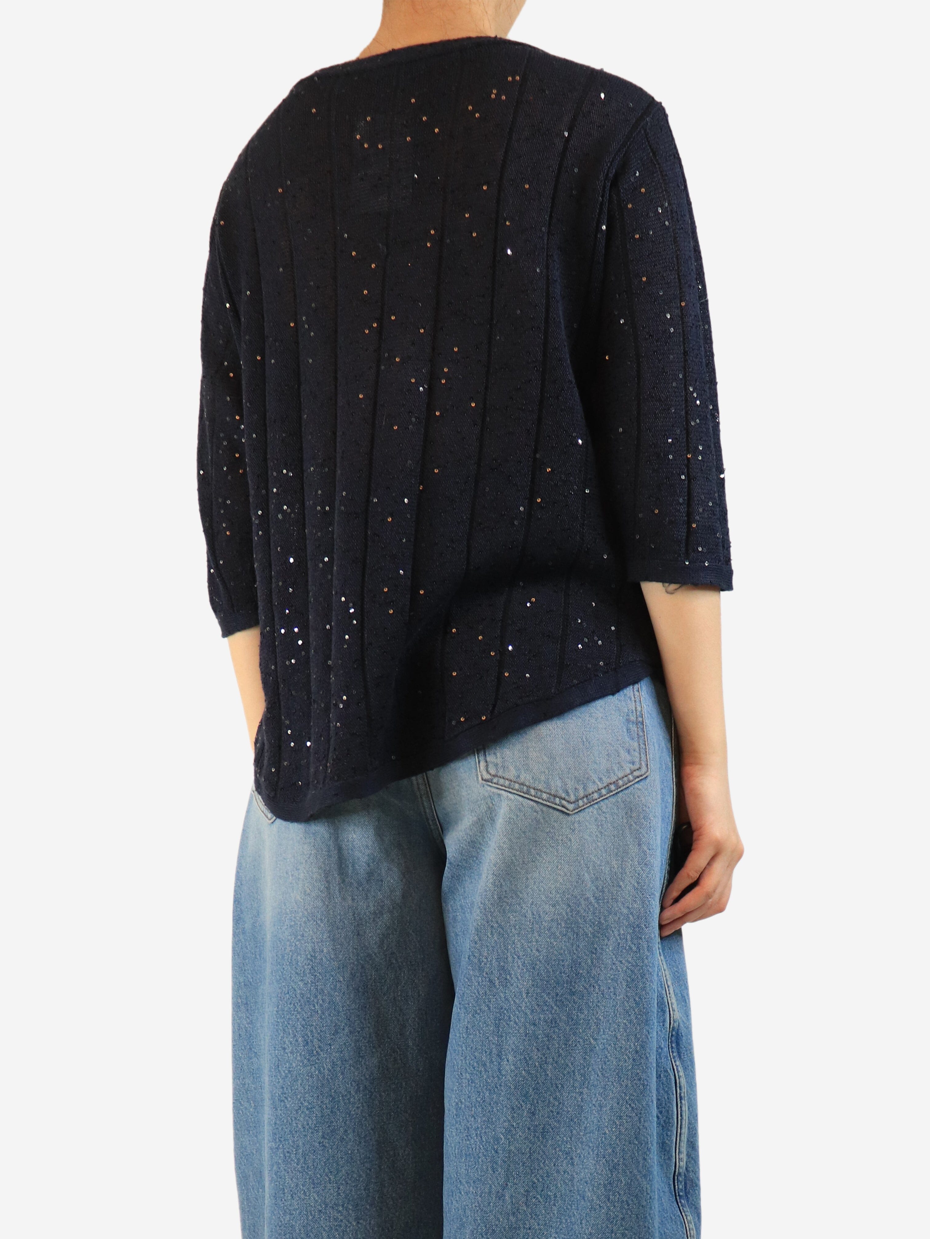 Navy sequin-embellished sweater - size M Knitwear Brunello Cucinelli 