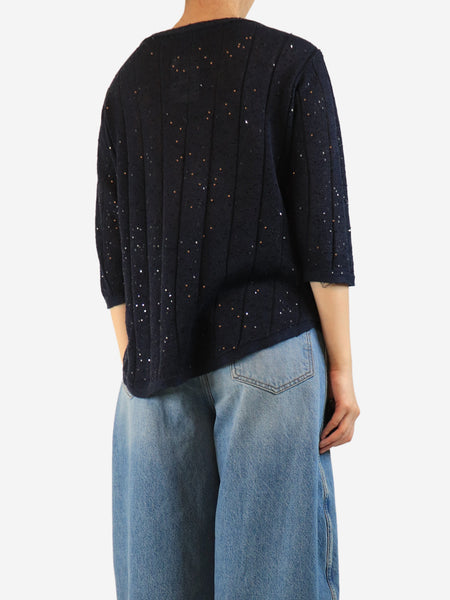 Navy sequin-embellished sweater  - size M alternate image