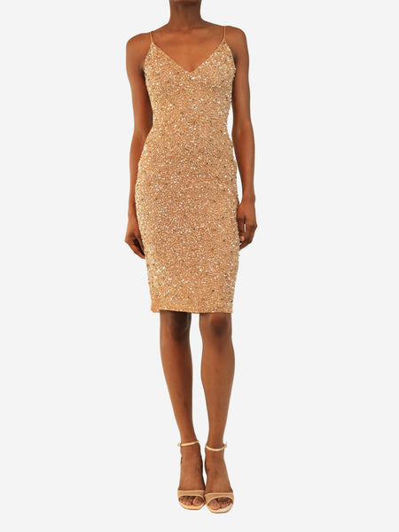 Beige sleeveless sequin midi dress - size XS product image