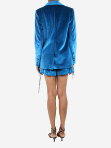 self-portrait Blue velvet blazer and shorts set - size S