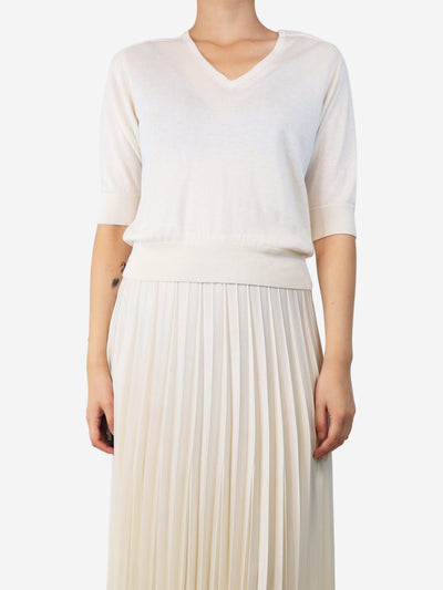 Cream v-neck sweater - size UK 8 Knitwear Divine Cashmere 