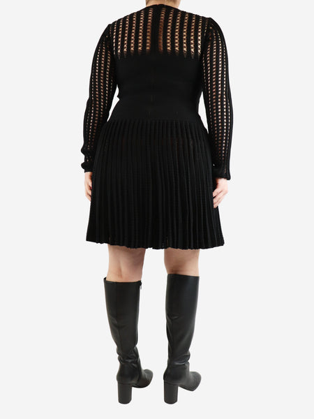 Black stretch-woven mini dress - size UK 14 alternate image