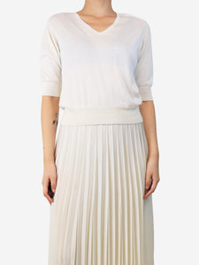 Divine Cashmere Cream v-neck sweater - size UK 8