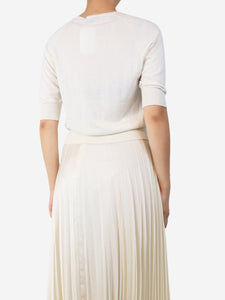 Divine Cashmere Cream v-neck sweater - size UK 8