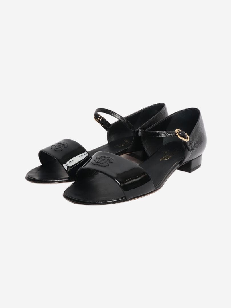 Black leather sandals - size EU 39.5