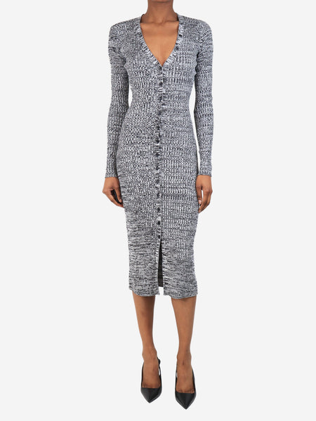 Black and white melange ribbed knit midi dress - size XS product image