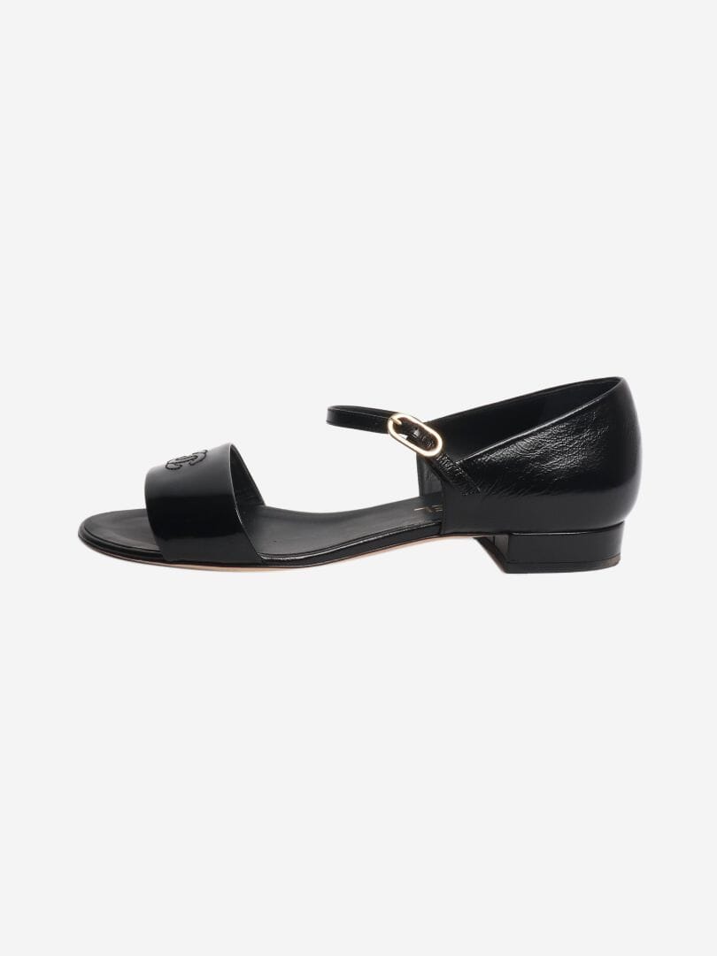 Black leather sandals - size EU 39.5