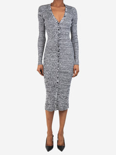 Black and white melange ribbed knit midi dress - size XS Dresses Baum Und Pferdgarten 