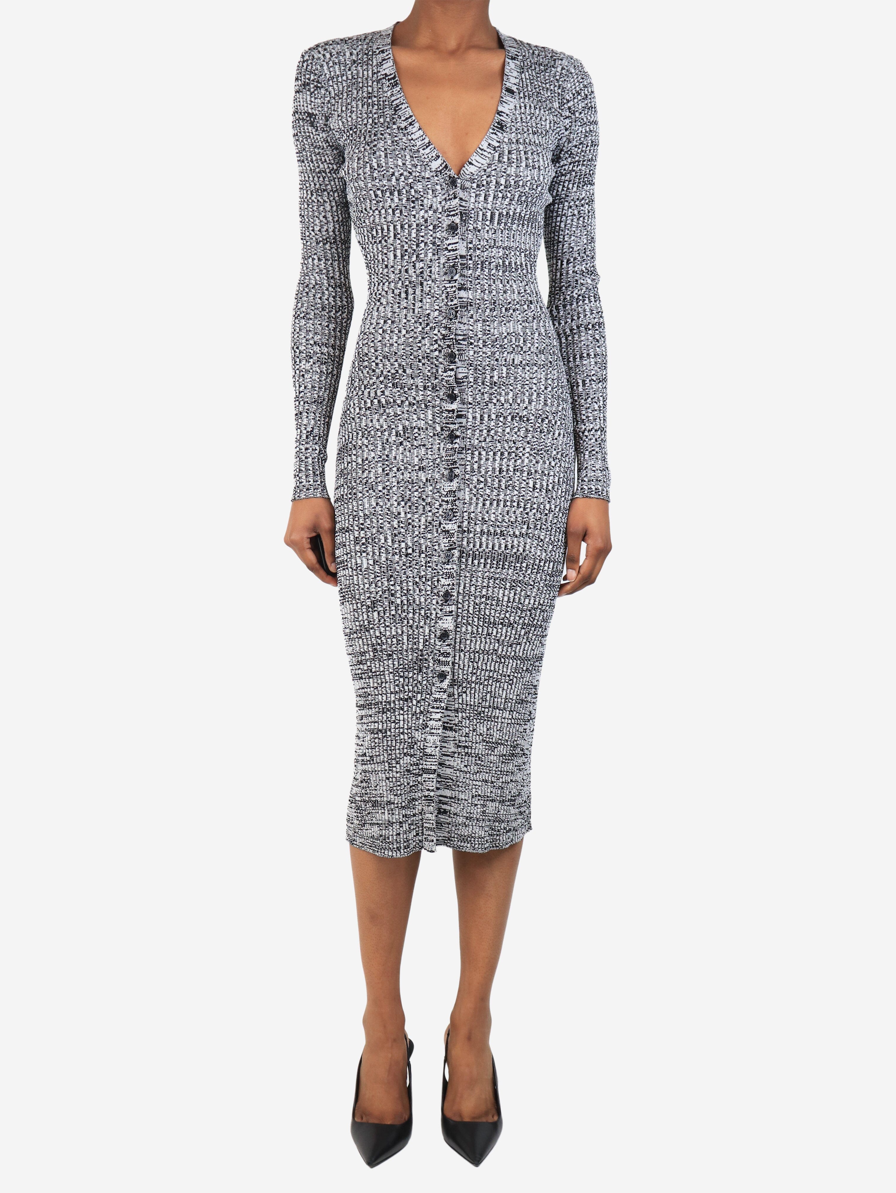 Black and white melange ribbed knit midi dress - size XS Dresses Baum Und Pferdgarten 