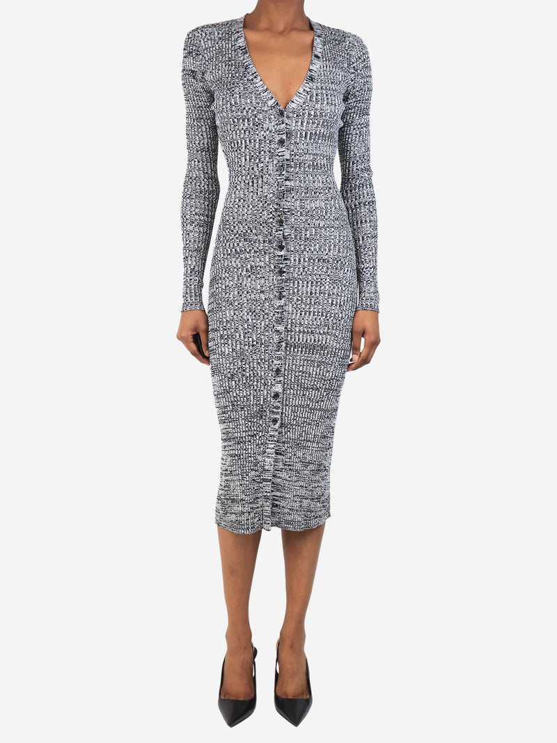 Black and white melange ribbed knit midi dress - size XS Dresses Baum Und Pferdgarten 