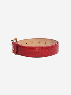 Red crocodile-embossed calfskin belt Belts Chanel 