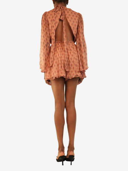 Dusty pink floral printed silk playsuit - size S alternate image