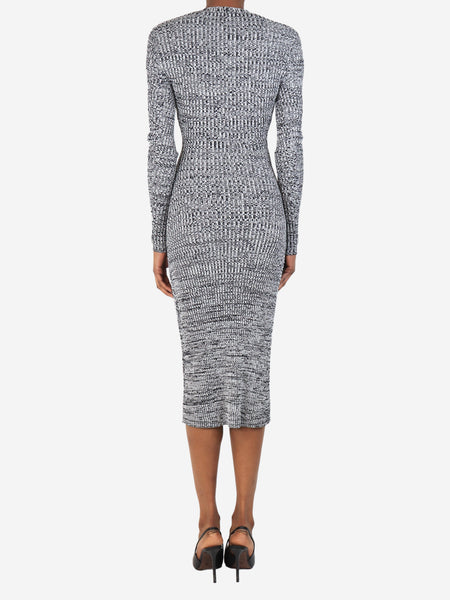 Black and white melange ribbed knit midi dress - size XS alternate image