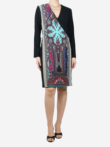 Etro Black paisley printed overlay midi dress - size UK 12