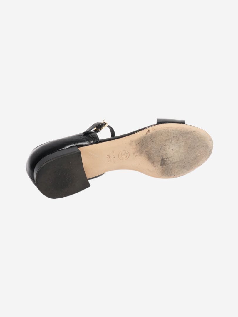 Black leather sandals - size EU 39.5