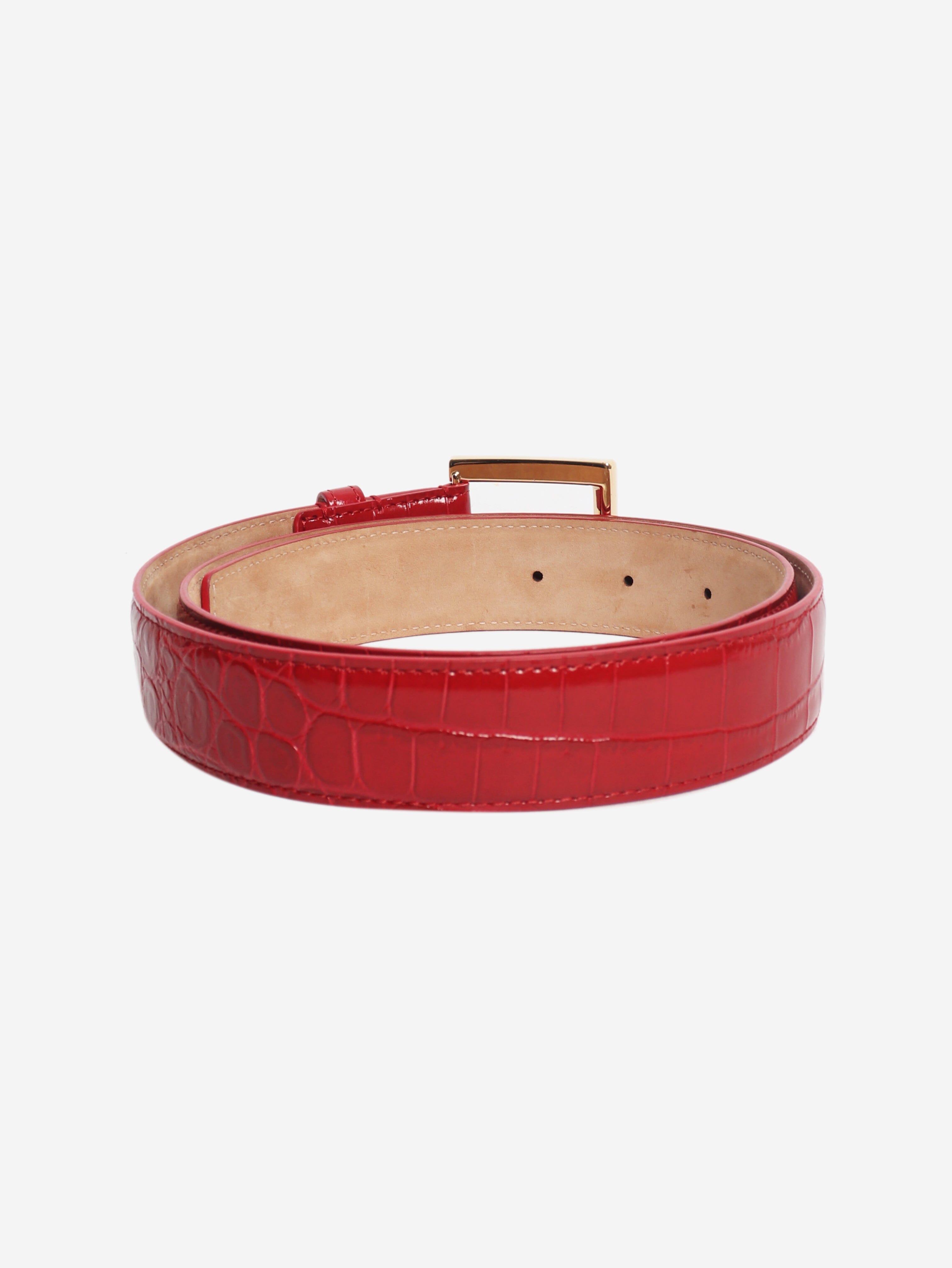 Red crocodile-embossed calfskin belt Belts Chanel 