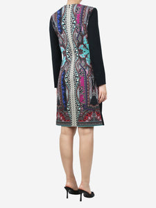 Etro Black paisley printed overlay midi dress - size UK 12