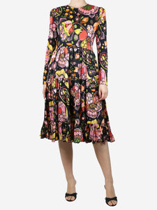 La Double J Multi floral printed tiered midi dress - size L