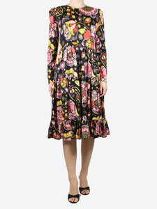 La Double J Multi floral printed tiered midi dress - size L