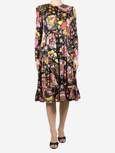 Black floral printed tiered midi dress - size L Dresses La Double J 