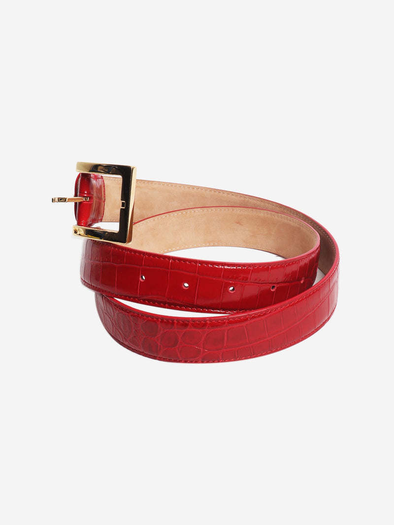 Red crocodile-embossed calfskin belt Belts Chanel 