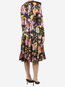 La Double J Multi floral printed tiered midi dress - size L