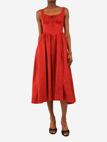 Red linen milkmaid midi dress - size XS Dresses Reformation 