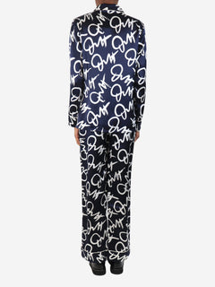 Navy and white silk pyjama set - size XS Sets Olivia Von Halle 