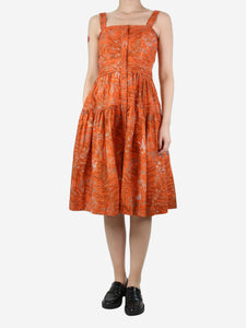 Ulla Johnson Orange floral printed strap dress - size UK 8