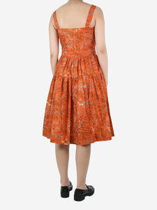 Ulla Johnson Orange floral printed strap dress - size UK 8