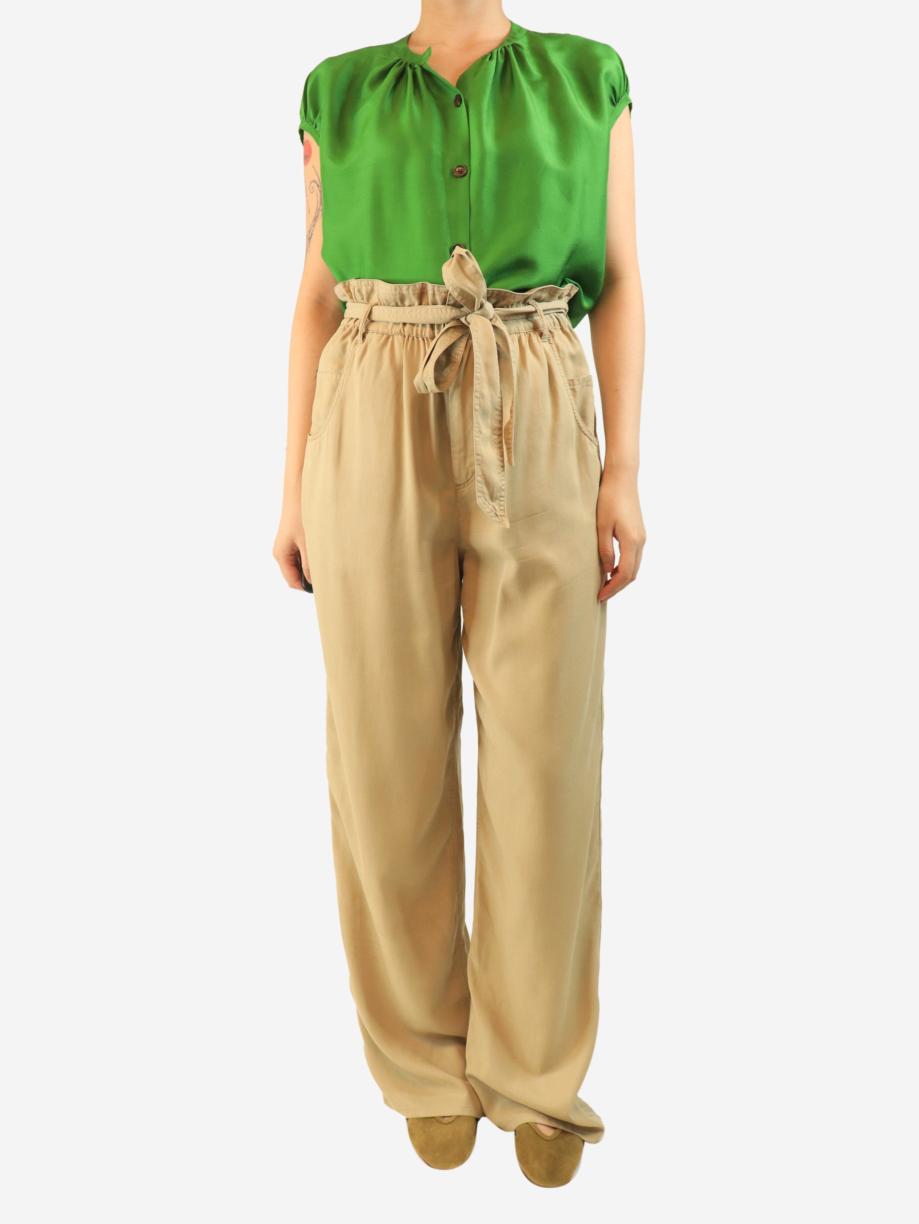 Light khaki Priana belted trousers - size UK 10 Trousers Marant Etoile 