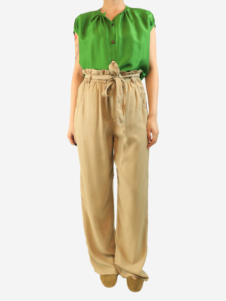 Light khaki Priana belted trousers - size UK 10 alternate image