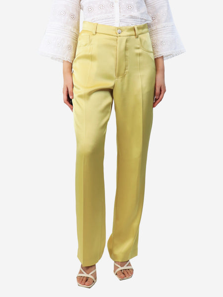 Yellow satin straight-leg trousers - size UK 10 product image