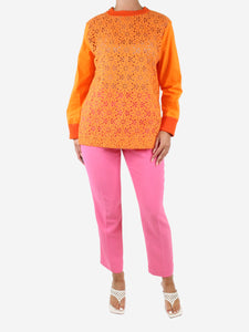 Fendi Orange floral embroidered blouse - size IT 44
